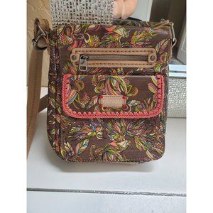 Sakroots Crossbody Messenger Bag Purse Multi Coated Canvas Peace